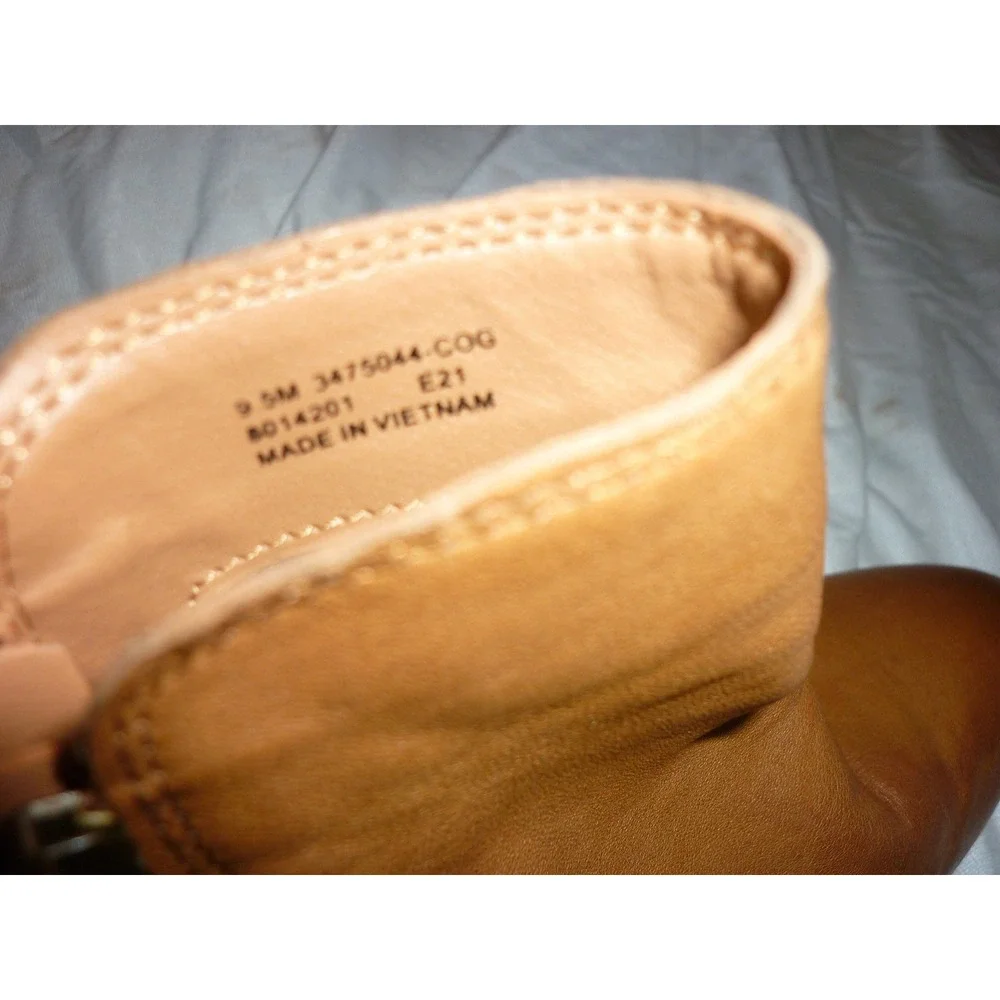 Frye Judith Dual Zip Leather Ankle Bootie Cognac Brown Women 9.5M‎